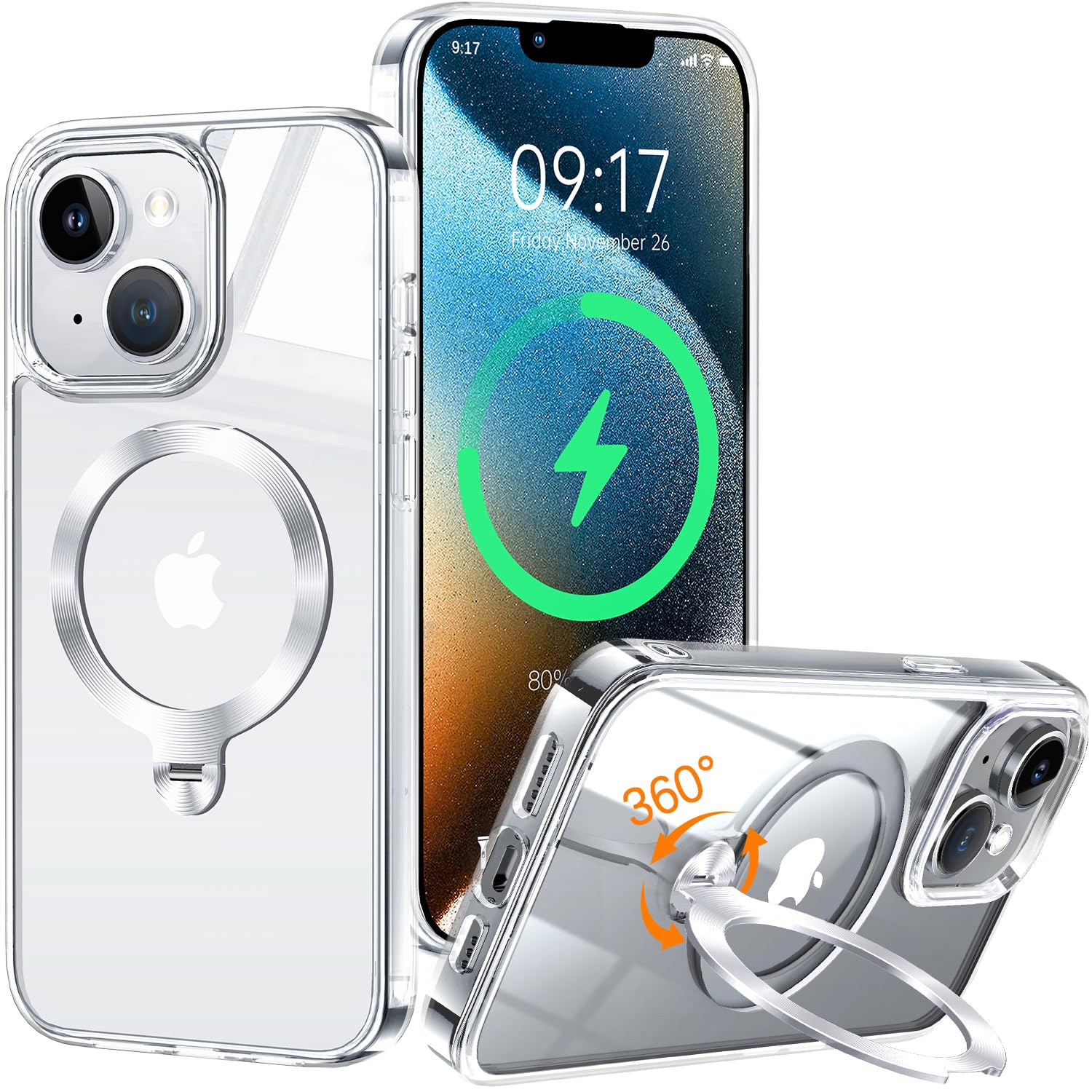 iPhone 13 Pro ケース 360°回転スタンド MagSafe対応 Amazon.co.jp: KMAMBNG iPhone 13 Pro 用 ケース 縦横両対応